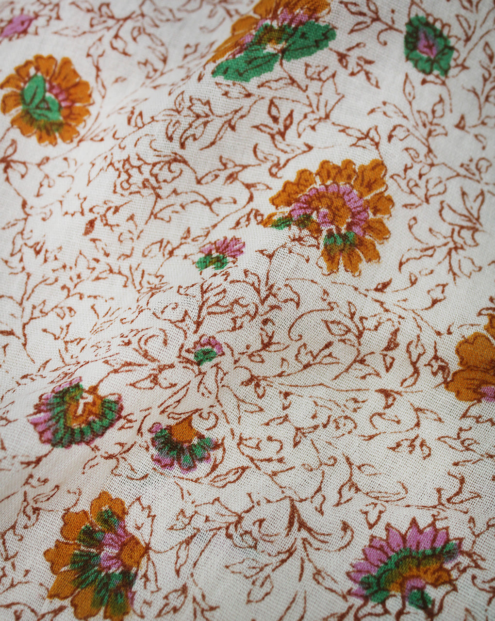 MULTICOLOR FLORAL DESIGN COTTON CREPE PRINTED FABRIC