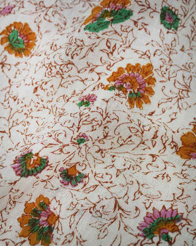 MULTICOLOR FLORAL DESIGN COTTON CREPE PRINTED FABRIC