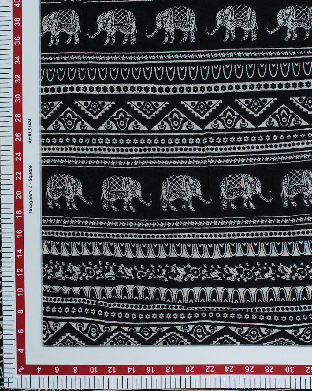 BLACK & WHITE ELEPHANT DESIGN RAYON CREPE PRINTED FABRIC