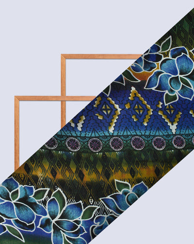 MULTICOLOR FLORAL DESIGN RAYON CREPE PRINTED FABRIC