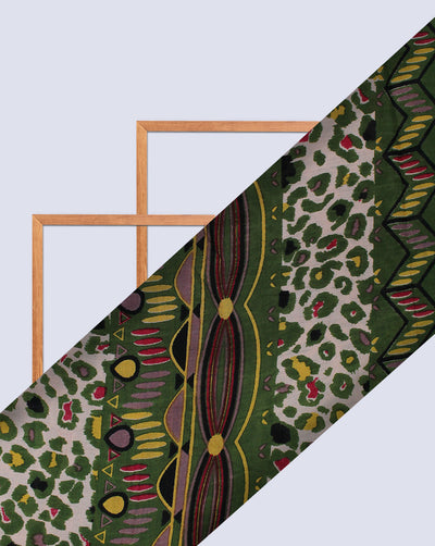 MULTICOLOR ABSTRACT DESIGN RAYON CREPE PRINTED FABRIC