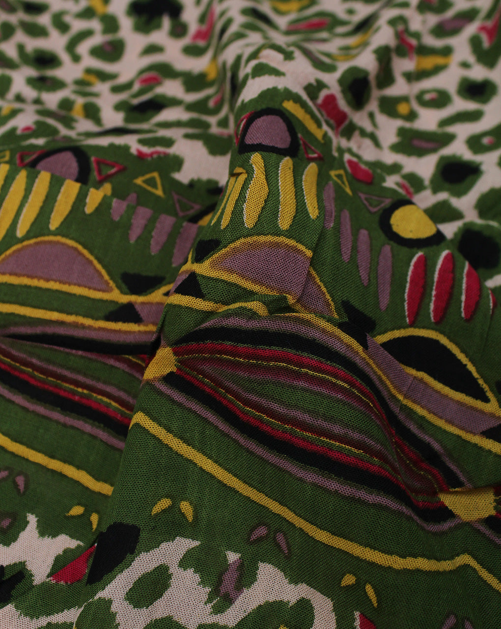 MULTICOLOR ABSTRACT DESIGN RAYON CREPE PRINTED FABRIC