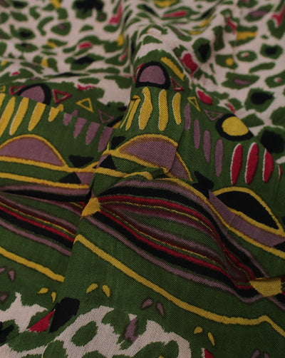 MULTICOLOR ABSTRACT DESIGN RAYON CREPE PRINTED FABRIC