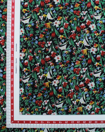 MULTICOLOR FLORAL DESIGN RAYON CREPE PRINTED FABRIC