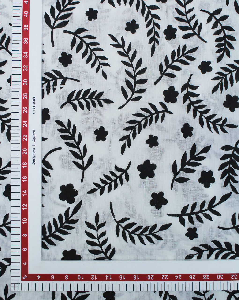 BLACK & WHITE LEAF DESIGN COTTON CREPE PRINTED FABRIC