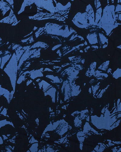 BLACK & BLUE ABSTRACT DESIGN RAYON CREPE PRINTED FABRIC