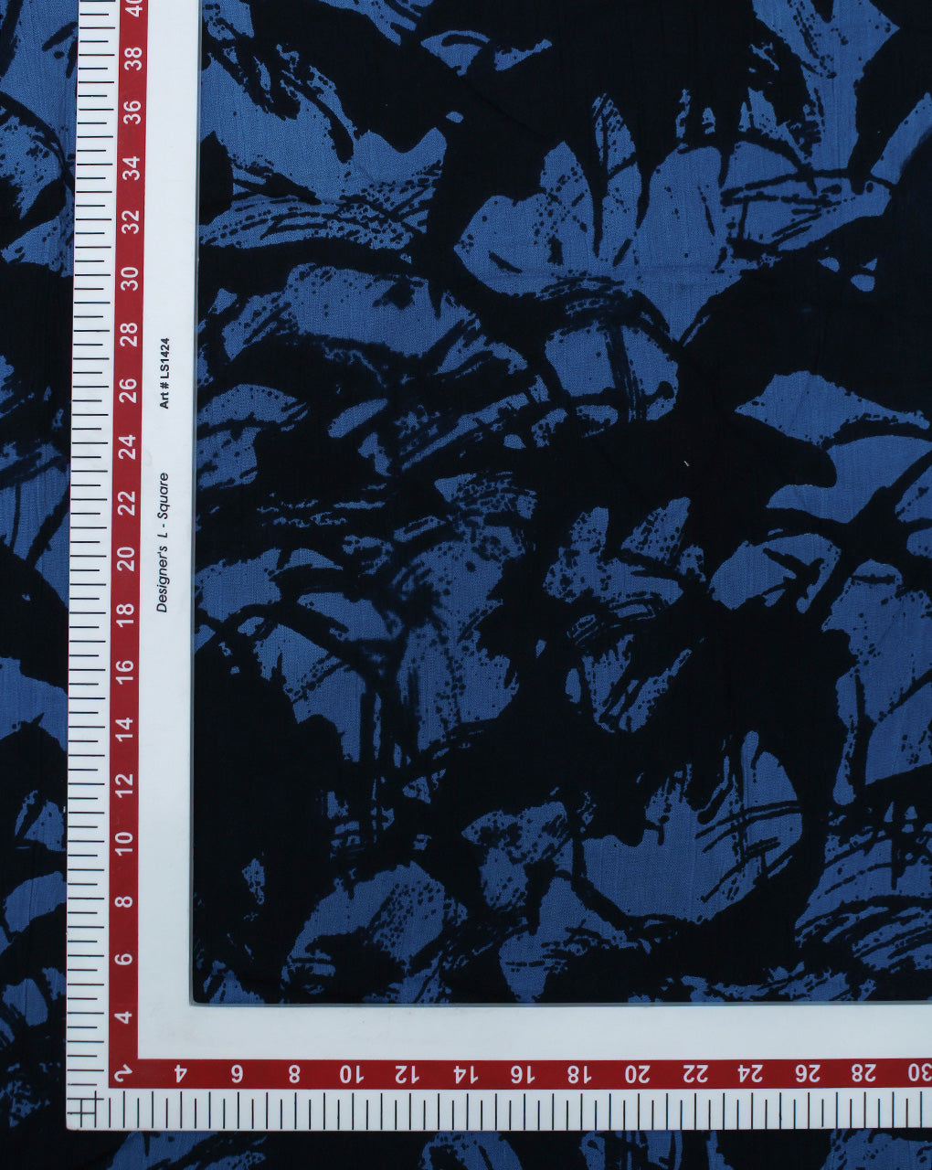 BLACK & BLUE ABSTRACT DESIGN RAYON CREPE PRINTED FABRIC