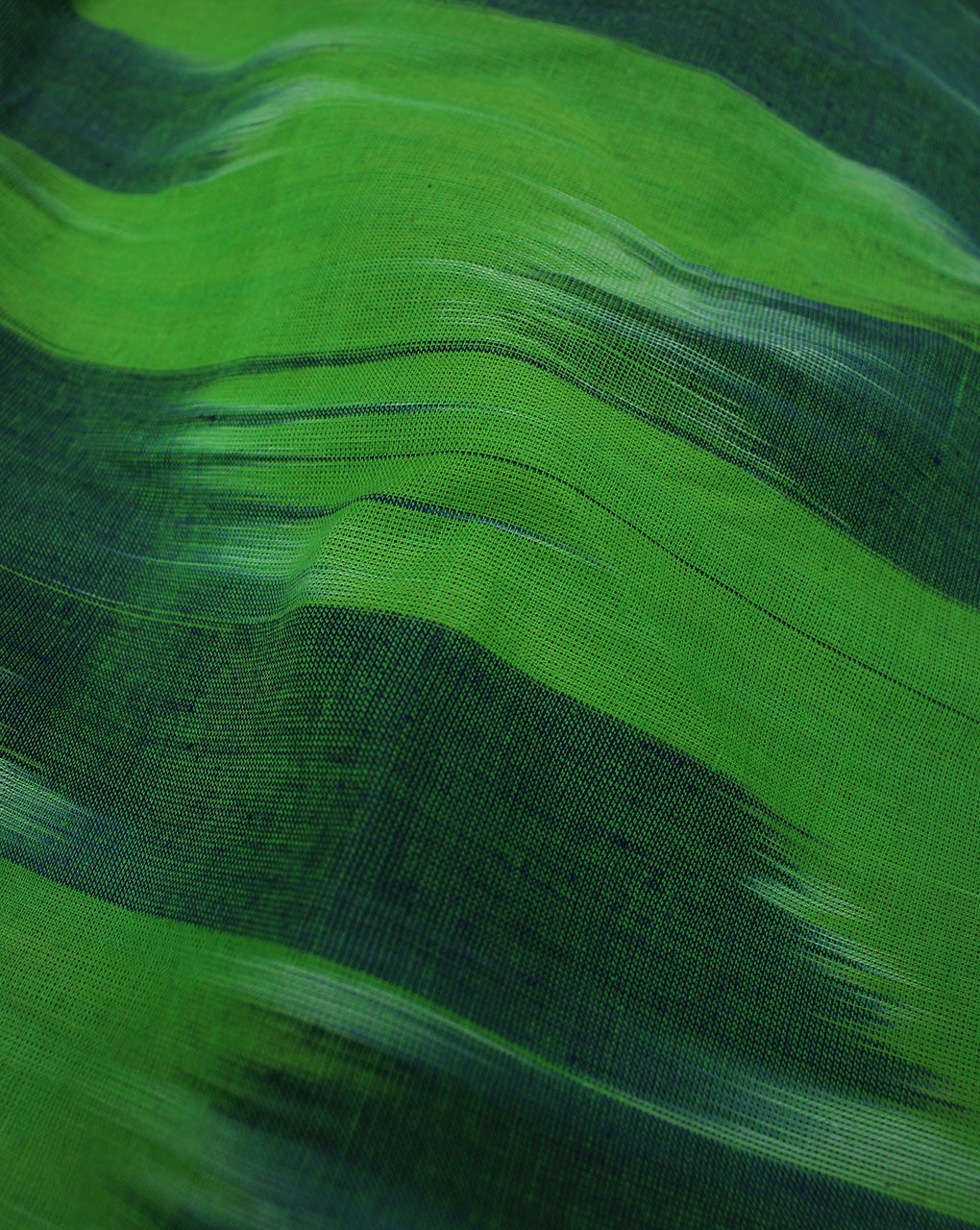 Green Yarn Dyed Cotton Ikat Fabric