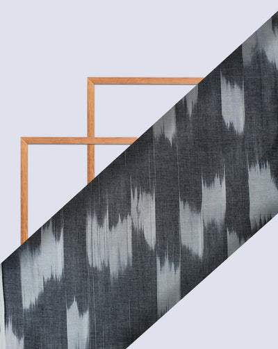 GREY YARN DYED COTTON IKAT FABRIC