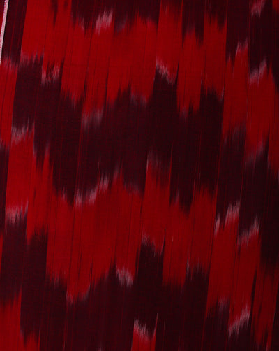 DARK BROWN AND RED YARN DYED COTTON IKAT FABRIC