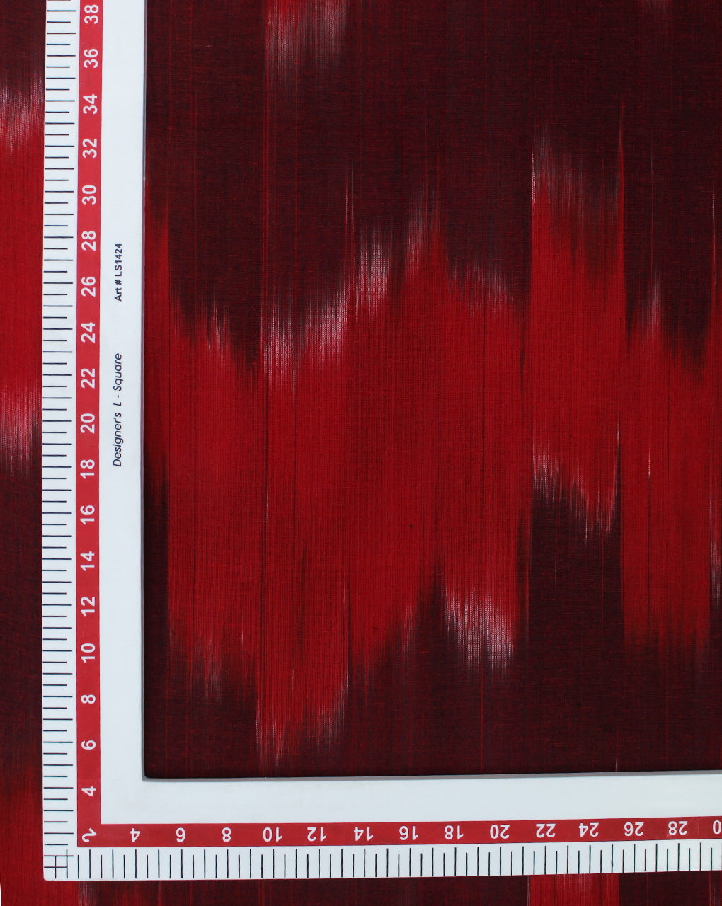 DARK BROWN AND RED YARN DYED COTTON IKAT FABRIC