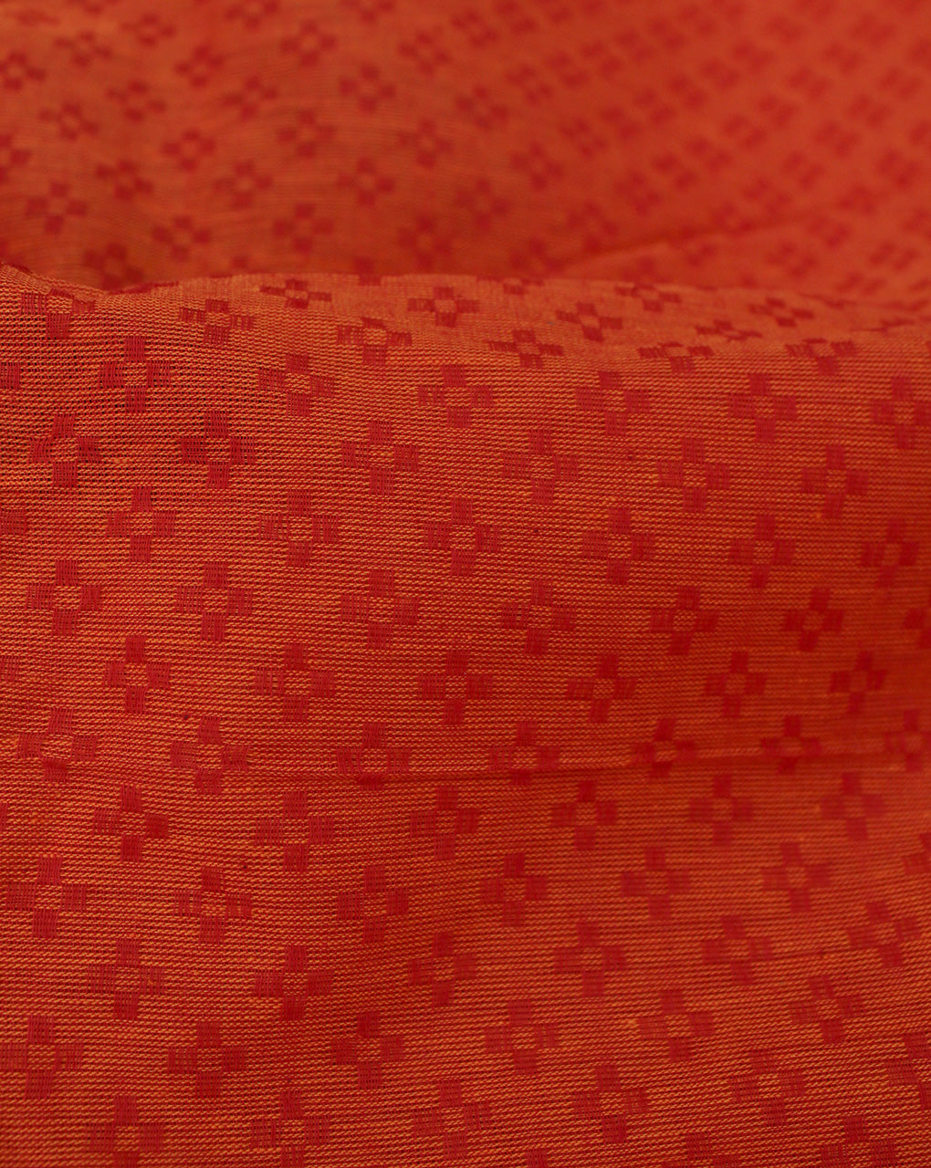 DARK ORANGE YARN DYED COTTON IKAT FABRIC