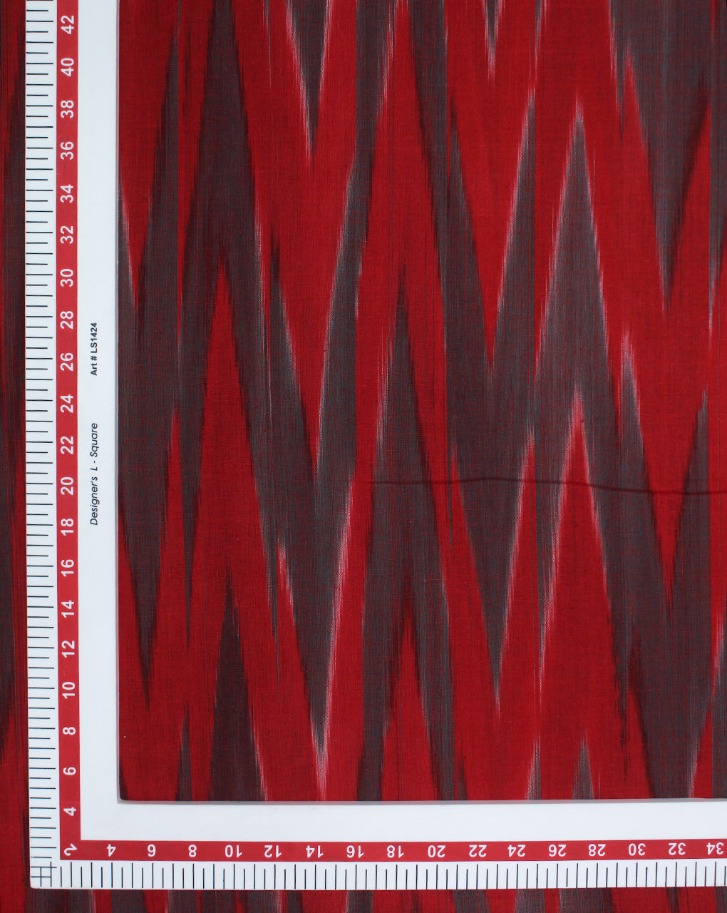 DARK BROWN AND RED YARN DYED COTTON IKAT FABRIC