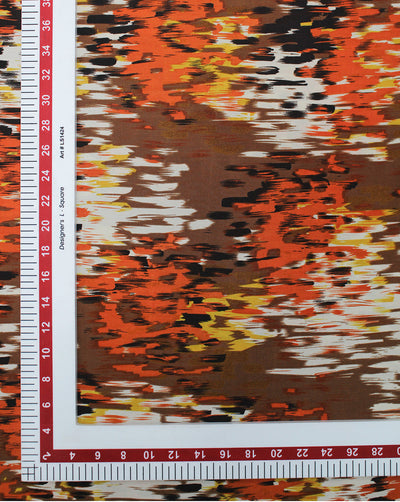 MULTICOLOR ABSTRACT DESIGN POLYESTER SATIN PRINTED FABRIC