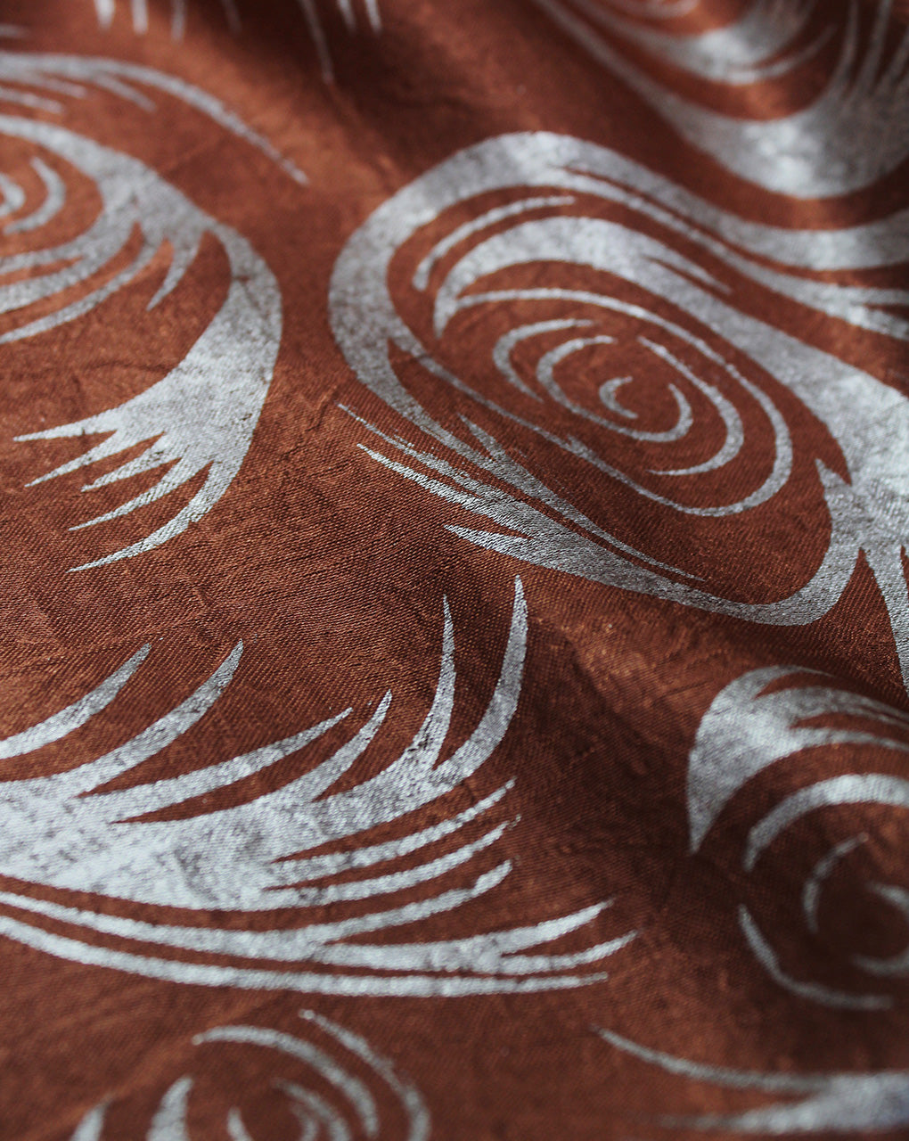 BROWN ABSTRACT DESIGN POLYESTER SATIN PRINTED FABRIC