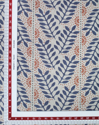 MULTICOLOR LEAF DESIGN COTTON LINEN PRINTED FABRIC