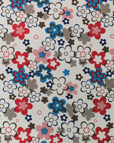 MULTICOLOR FLORAL DESIGN COTTON LINEN PRINTED FABRIC