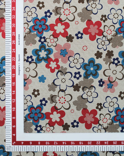 MULTICOLOR FLORAL DESIGN COTTON LINEN PRINTED FABRIC