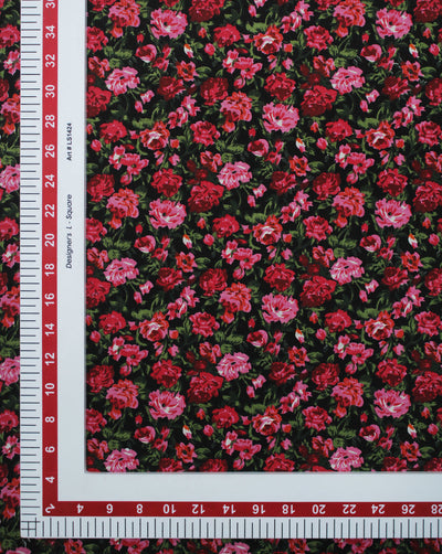 MULTICOLOR FLORAL DESIGN COTTON LINEN PRINTED FABRIC