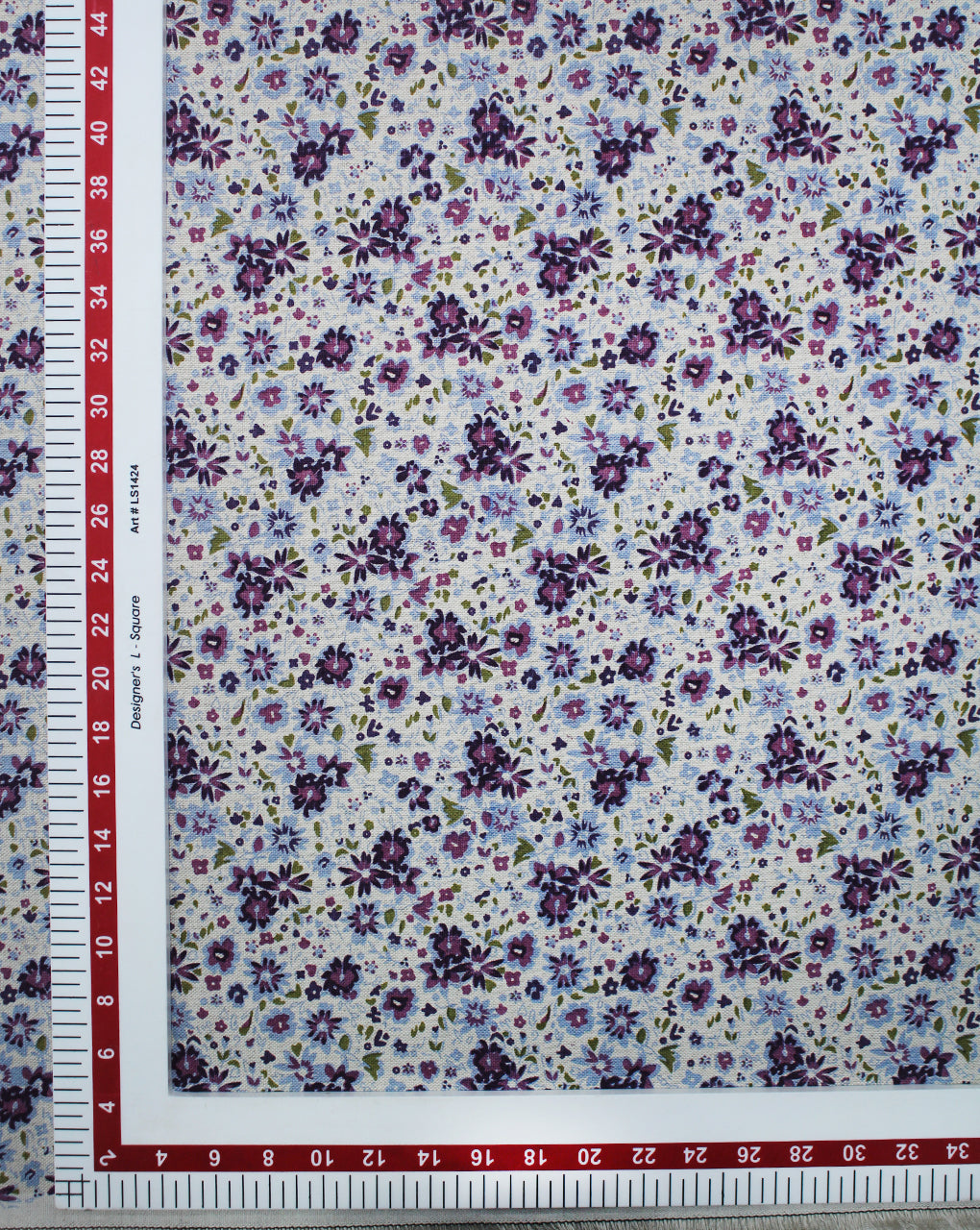 MULTICOLOR FLORAL DESIGN COTTON LINEN PRINTED FABRIC