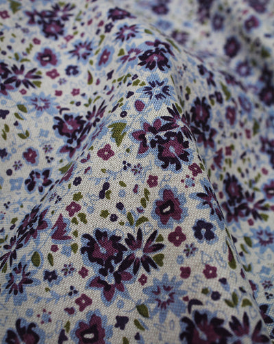 MULTICOLOR FLORAL DESIGN COTTON LINEN PRINTED FABRIC