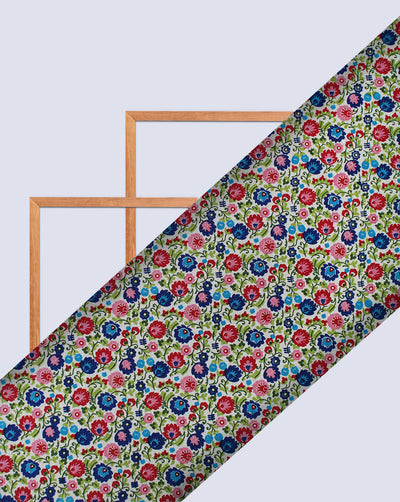 MULTICOLOR FLORAL DESIGN COTTON LINEN PRINTED FABRIC