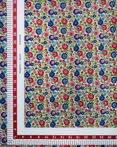 MULTICOLOR FLORAL DESIGN COTTON LINEN PRINTED FABRIC