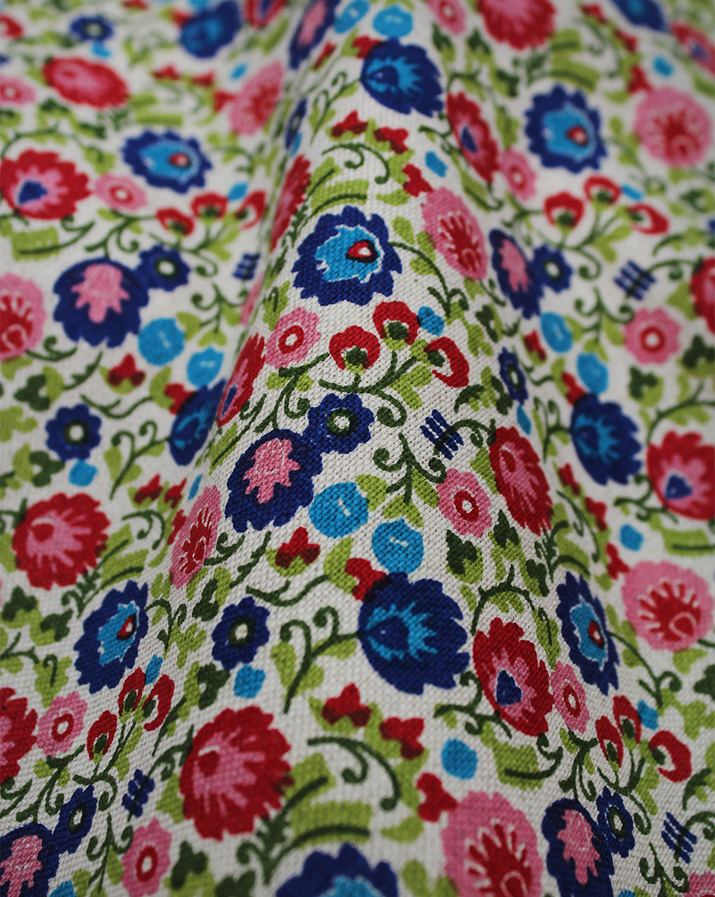 MULTICOLOR FLORAL DESIGN COTTON LINEN PRINTED FABRIC