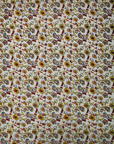 MULTICOLOR FLORAL DESIGN COTTON LINEN PRINTED FABRIC