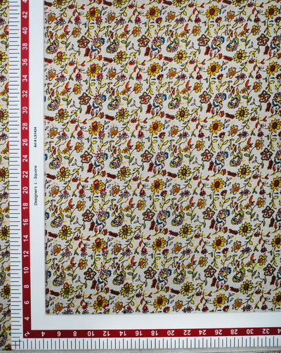 MULTICOLOR FLORAL DESIGN COTTON LINEN PRINTED FABRIC