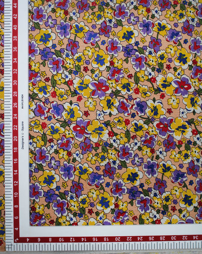 MULTICOLOR FLORAL DESIGN COTTON LINEN PRINTED FABRIC