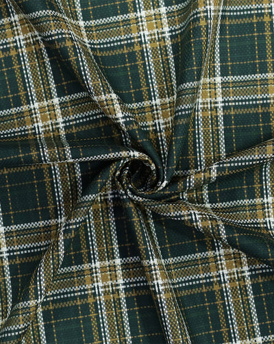 GREEN CHECKS DESIGN GIZA COTTON FABRIC (WIDTH - 58 INCHES)