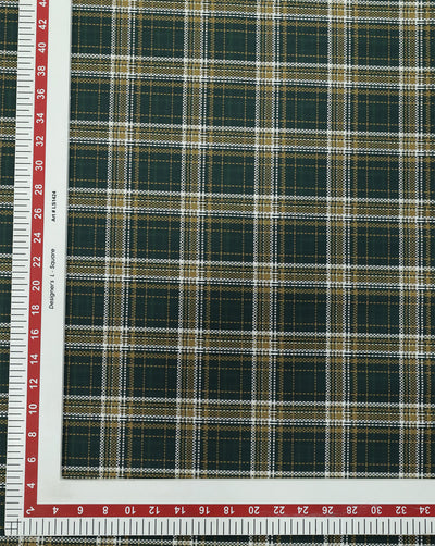 GREEN CHECKS DESIGN GIZA COTTON FABRIC (WIDTH - 58 INCHES)