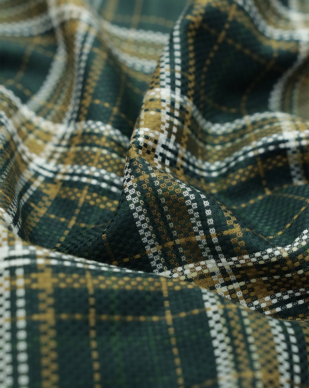 GREEN CHECKS DESIGN GIZA COTTON FABRIC (WIDTH - 58 INCHES)