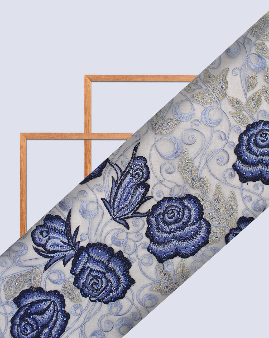 FLORAL POLYESTER EMBROIDERY DESIGNER NET FABRIC