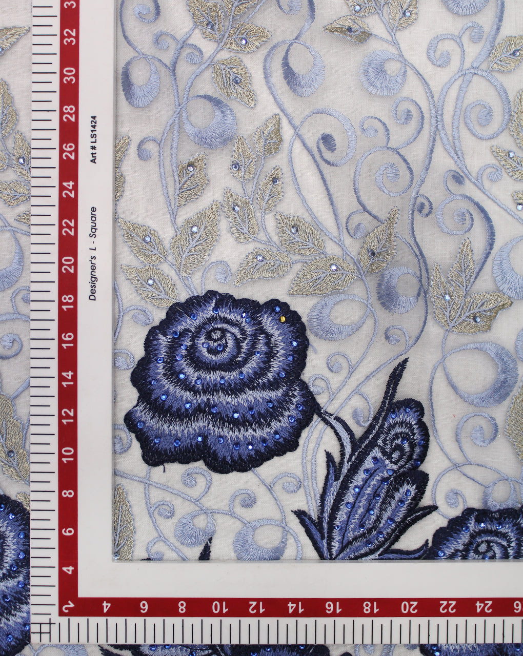 FLORAL POLYESTER EMBROIDERY DESIGNER NET FABRIC