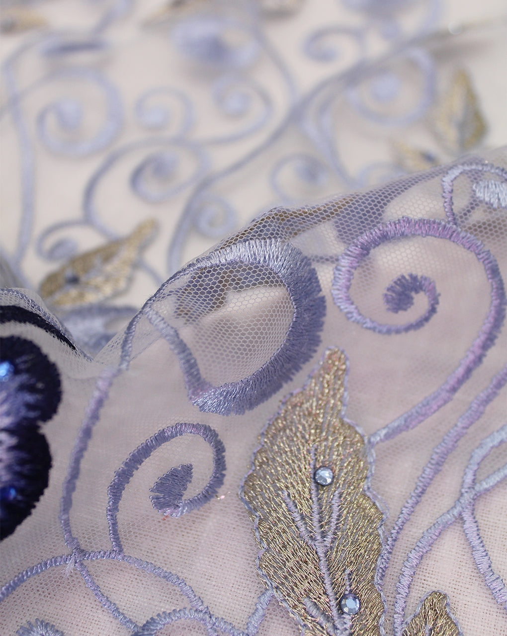 FLORAL POLYESTER EMBROIDERY DESIGNER NET FABRIC