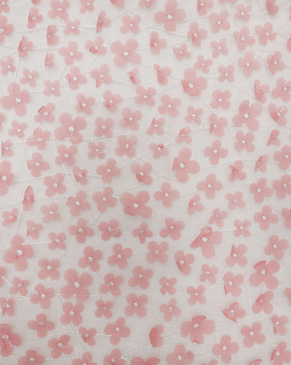 PINK FLORAL EMBROIDERY POLYESTER NET DESIGNER FABRIC (WIDTH 56 INCHES)