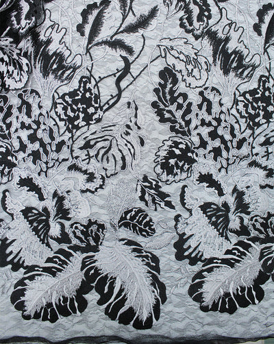 FLORAL POLYESTER EMBROIDERY DESIGNER NET FABRIC
