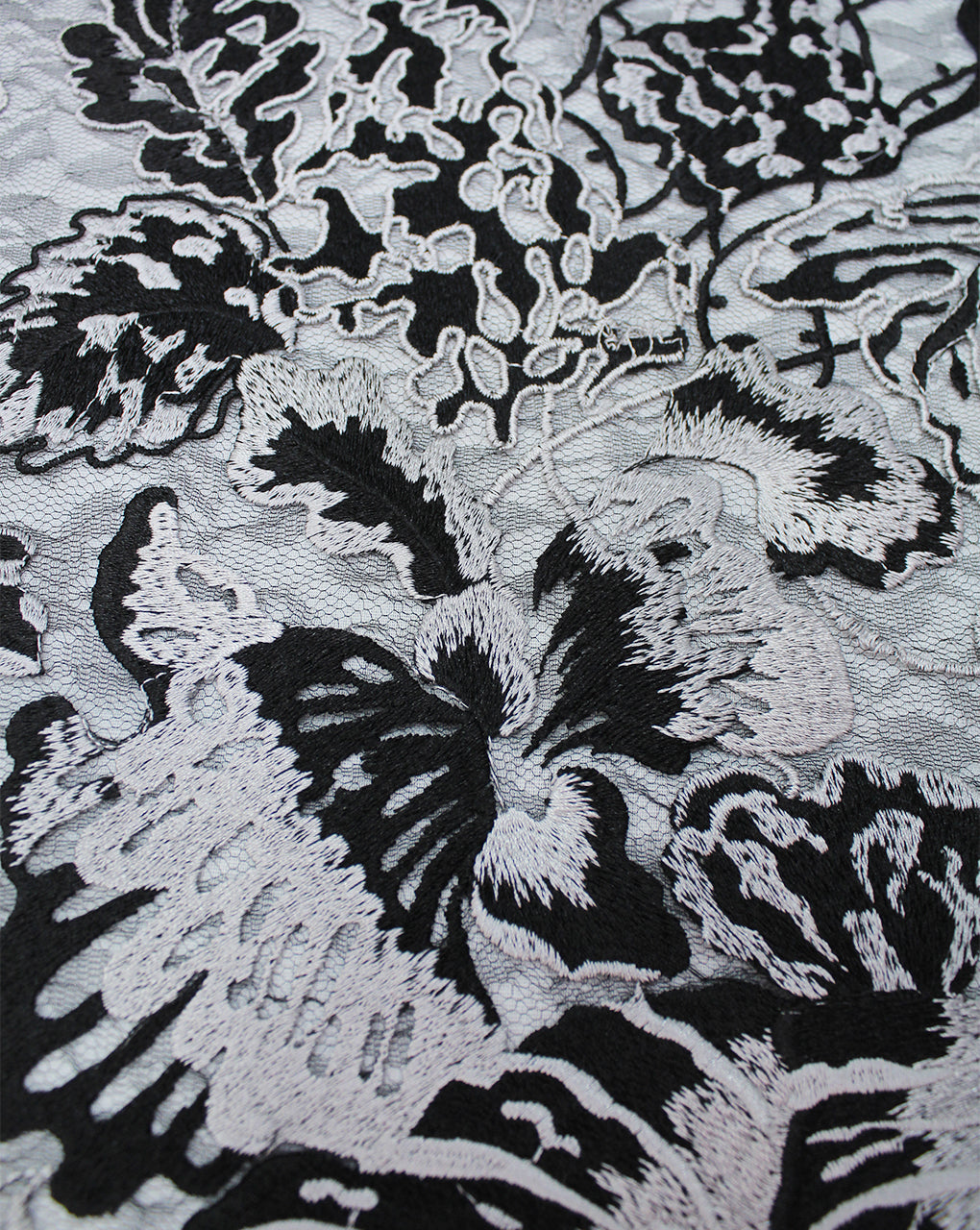 FLORAL POLYESTER EMBROIDERY DESIGNER NET FABRIC