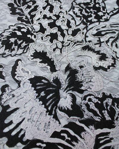 FLORAL POLYESTER EMBROIDERY DESIGNER NET FABRIC