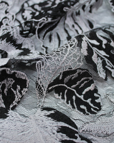 FLORAL POLYESTER EMBROIDERY DESIGNER NET FABRIC