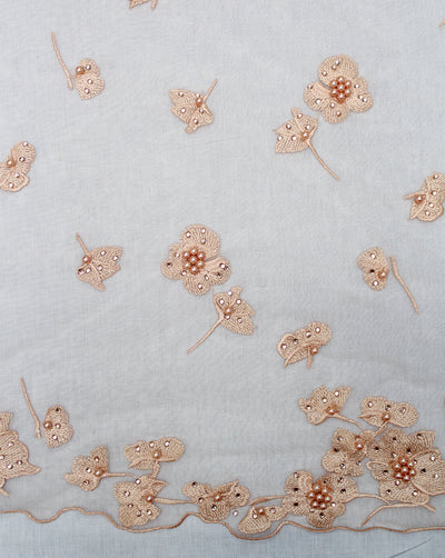 FLORAL POLYESTER EMBROIDERY DESIGNER NET FABRIC