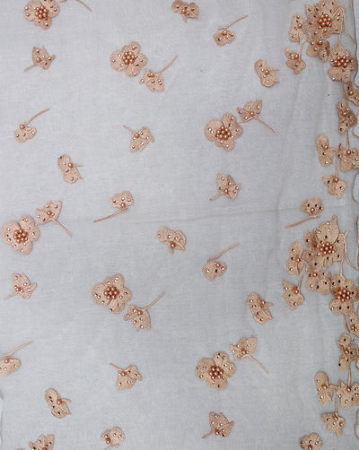 FLORAL POLYESTER EMBROIDERY DESIGNER NET FABRIC