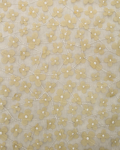 FLORAL POLYESTER EMBROIDERY DESIGNER NET FABRIC