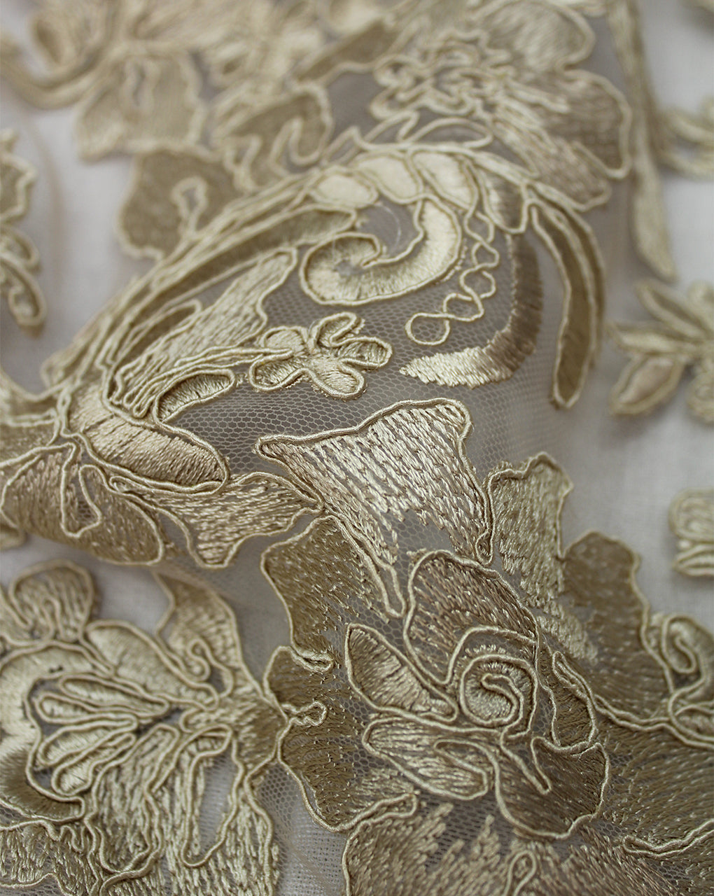 FLORAL POLYESTER EMBROIDERY DESIGNER NET FABRIC