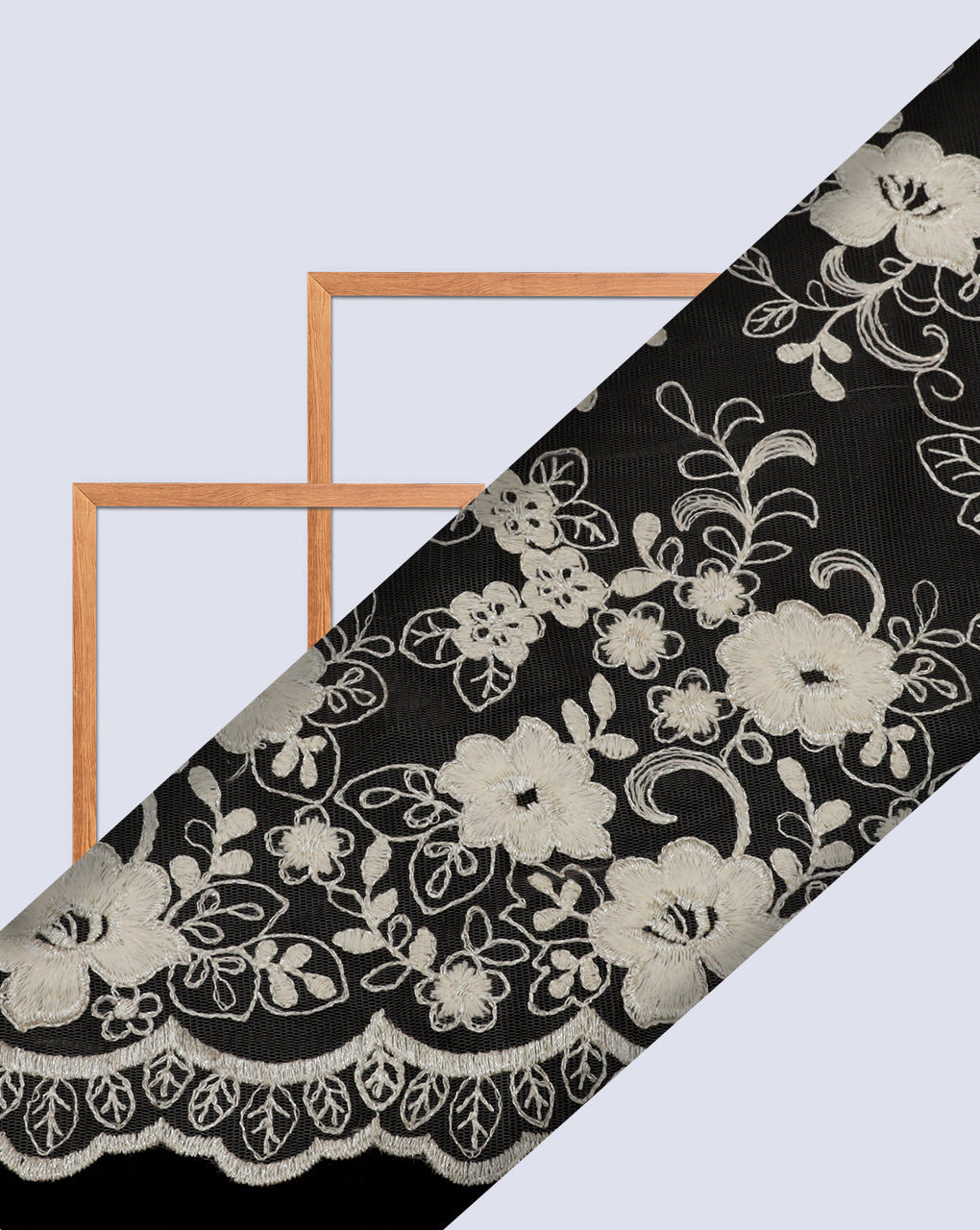 FLORAL EMBROIDERY POLYESTER NET DESIGNER FABRIC (WIDTH 52 INCHES)