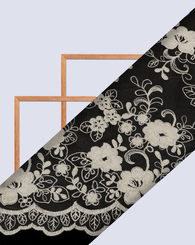 FLORAL EMBROIDERY POLYESTER NET DESIGNER FABRIC (WIDTH 52 INCHES)