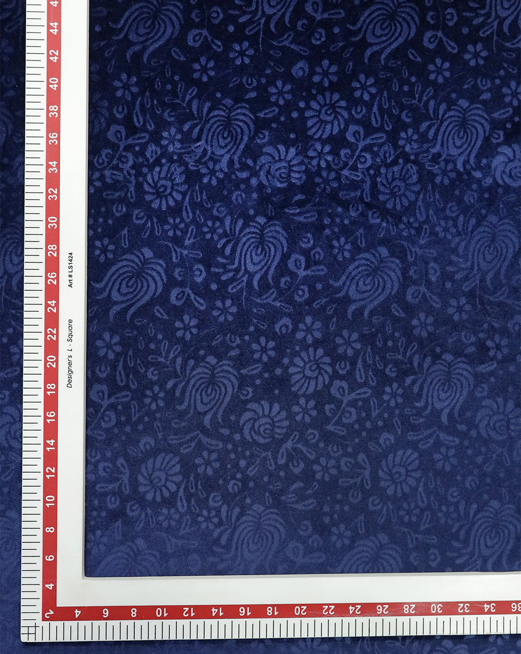 NAVY BLUE EMBOSSED VELVET FABRIC ( WIDTH 58 INCHES )