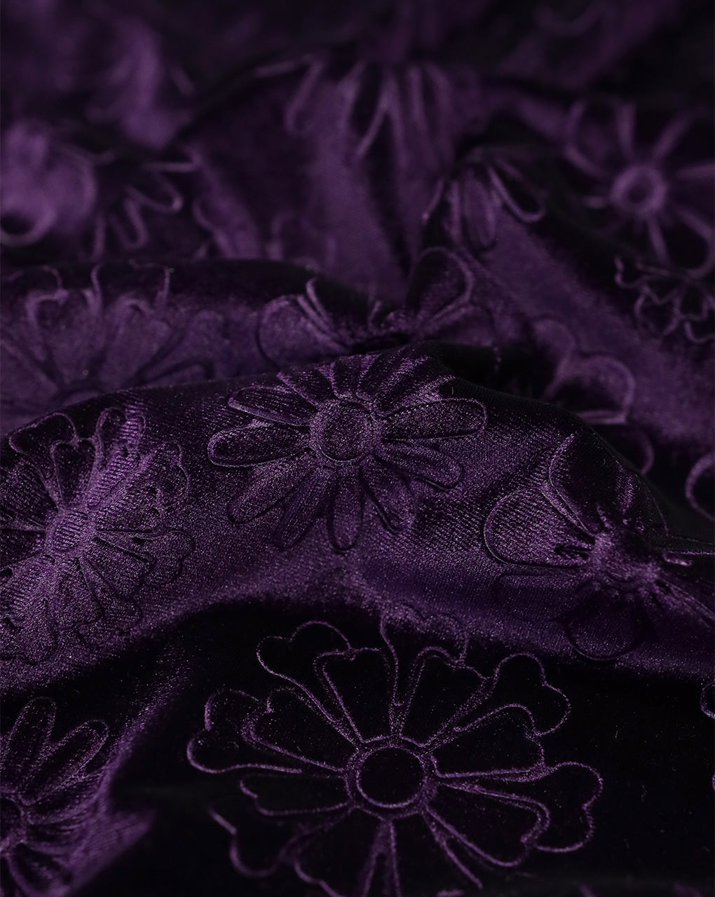 PURPLE EMBOSSED VELVET FABRIC ( WIDTH 58 INCHES )